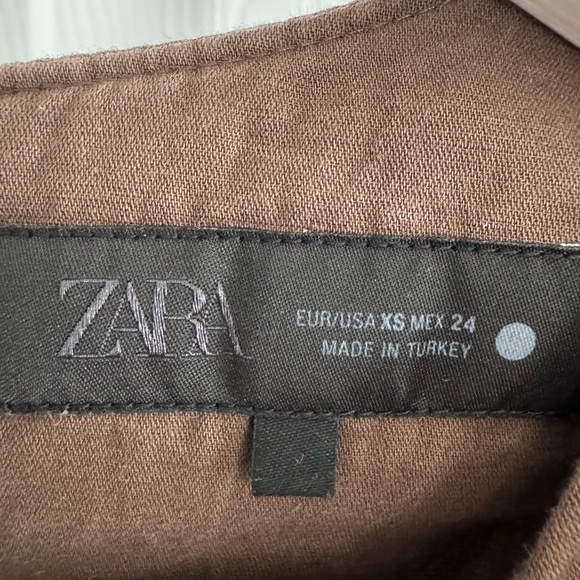 ZARA Zw Collection Pleated Midi Dress Brown XS - Picture 5 of 6